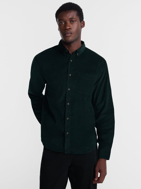 Men's Corduroy Shirt with Long Sleeves, Sizes S-3XL