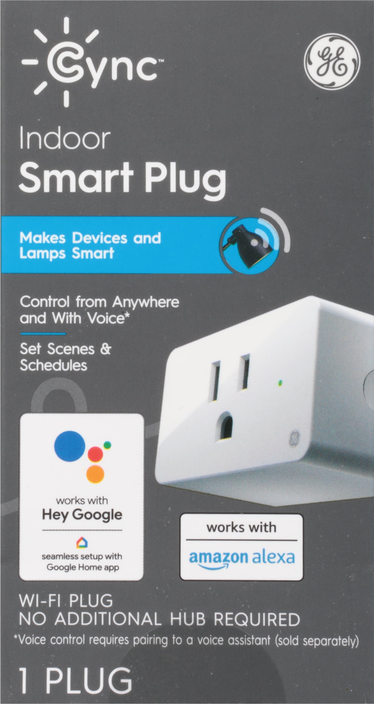 GE Lighting CYNC Smart Indoor Plug, Bluetooth and Wi-Fi Enabled, Alexa and  Google Home Compatible, No Hub Required (Pack of 3) (CPLGSTDBLW1/ST-BSS1P)  