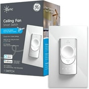 GE Cync Smart Ceiling Fan Switch, Neutral Wire Required, 2.4 GHz WiFi, Works with Alexa and Google Home