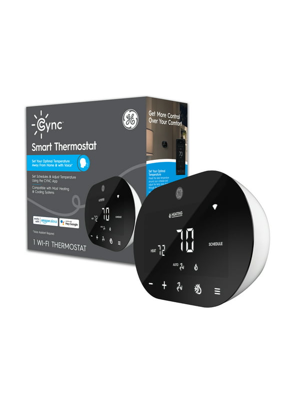 GE CYNC Smart Thermostat, Programmable, Bluetooth and Wi-Fi Enabled, Alexa and Google Home Compatible, Touchscreen (1 Pack)