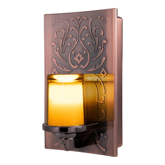 GE CandleLite LED Plug-In Night Light, Flickering Candle Design, Oil Rubbed Bronze, 11258