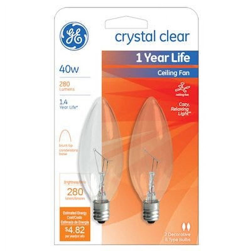 GE Ceiling Fan Light Bulb, 40Watts, 120Volt, 2Pk. 6 Pack