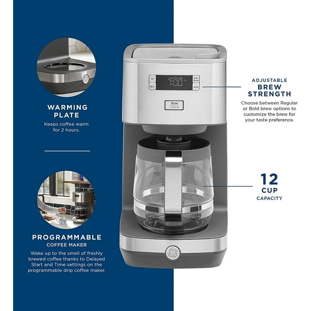 GE - Classic Drip 12-Cup Coffee Maker - Stainless Steel