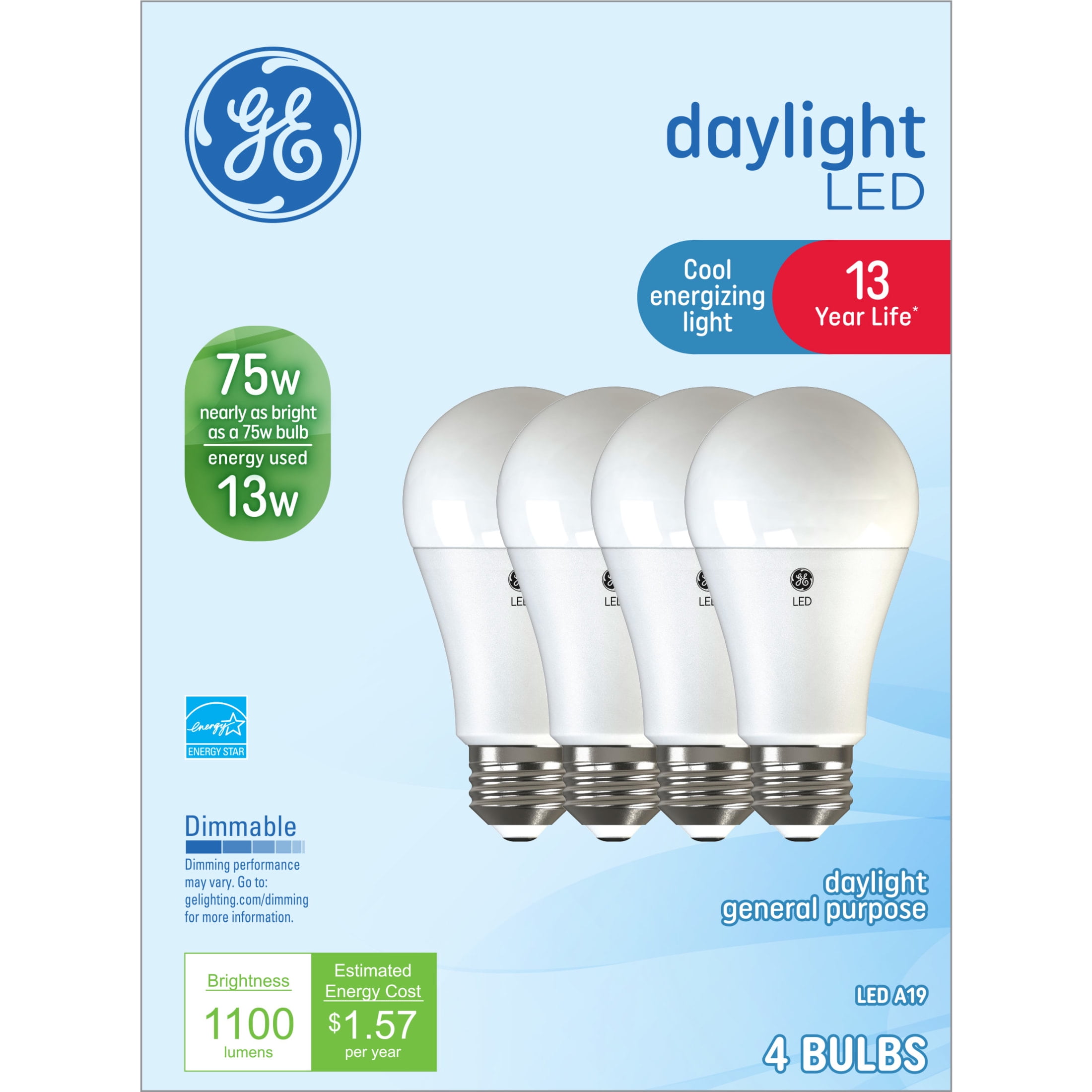 GE Classic LED 75 Watt Replacement, Daylight, A19+ General Purpose