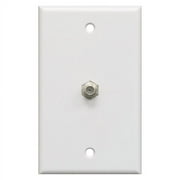 GE Coaxial Wall Plate, F-Type Connection, 1 Port, White, 5in, 40050