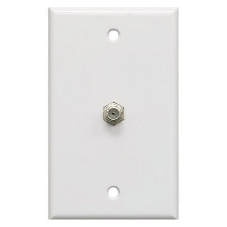 GE Coaxial Wall Plate, F-Type Connection, 1 Port, White, 5in, 40050