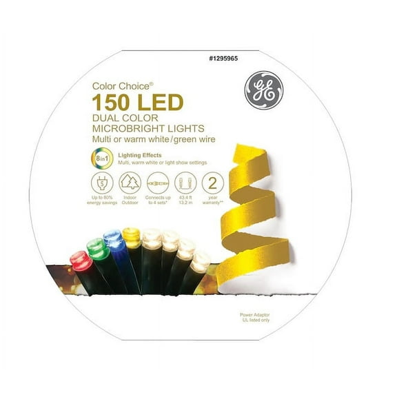 GE Color Choice 150 LED Dual Color Microbright String Lights Multi or Warm White 43.4FT