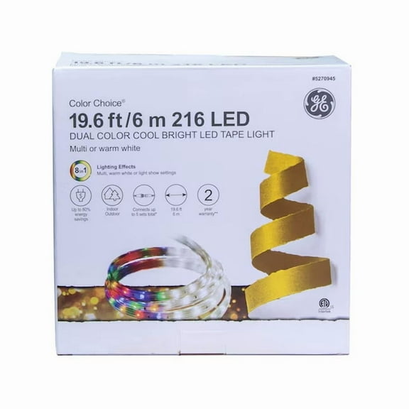 GE Color Choice 240 Light Color Changing 8 Function Integrated LED Christmas Tape Lights - 19.6 Feet