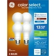 thumbnail image 1 of GE Color Select LED Light Bulbs, 75 Watt, A19 Bulbs, Medium Base, 4pk, 1 of 8
