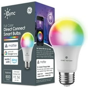 GE Cync A19 Smart LED Light Bulb, Color Changing Indoor Décor Lights, 60 Watts, Medium Base, 1pk