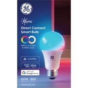 GE Cync A19 Smart LED Light Bulb, Color Changing Indoor Décor Lights, 60 Watts, Medium Base, 1pk