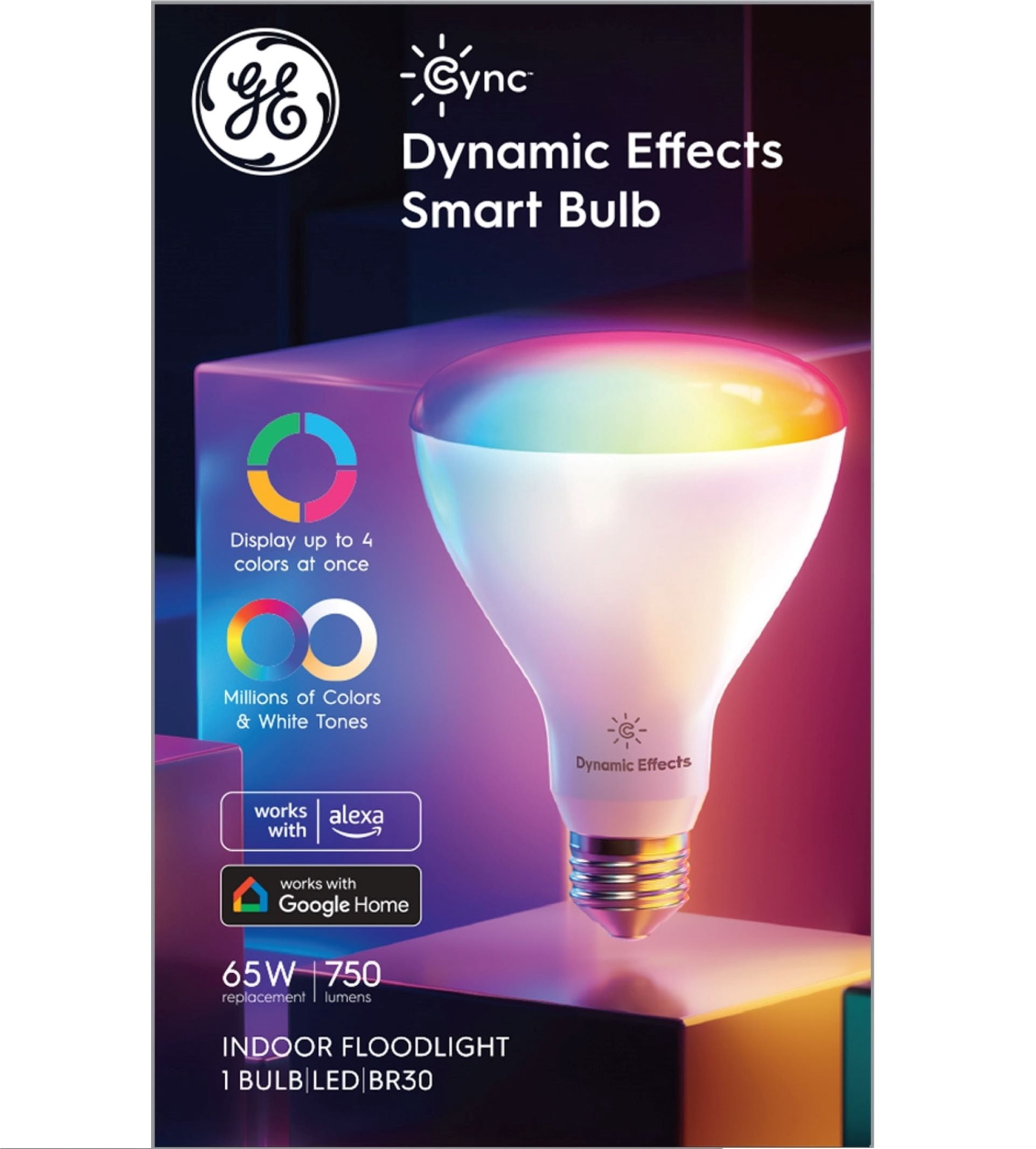 GE Cync Dynamic Effects BR30 Smart LED Light Bulb, Color Changing WiFi Light, Works with Alexa and Google Home