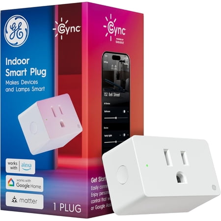 Cync - Indoor Smart Plug, Matter Compatible, Works with Alexa and Google Home - White