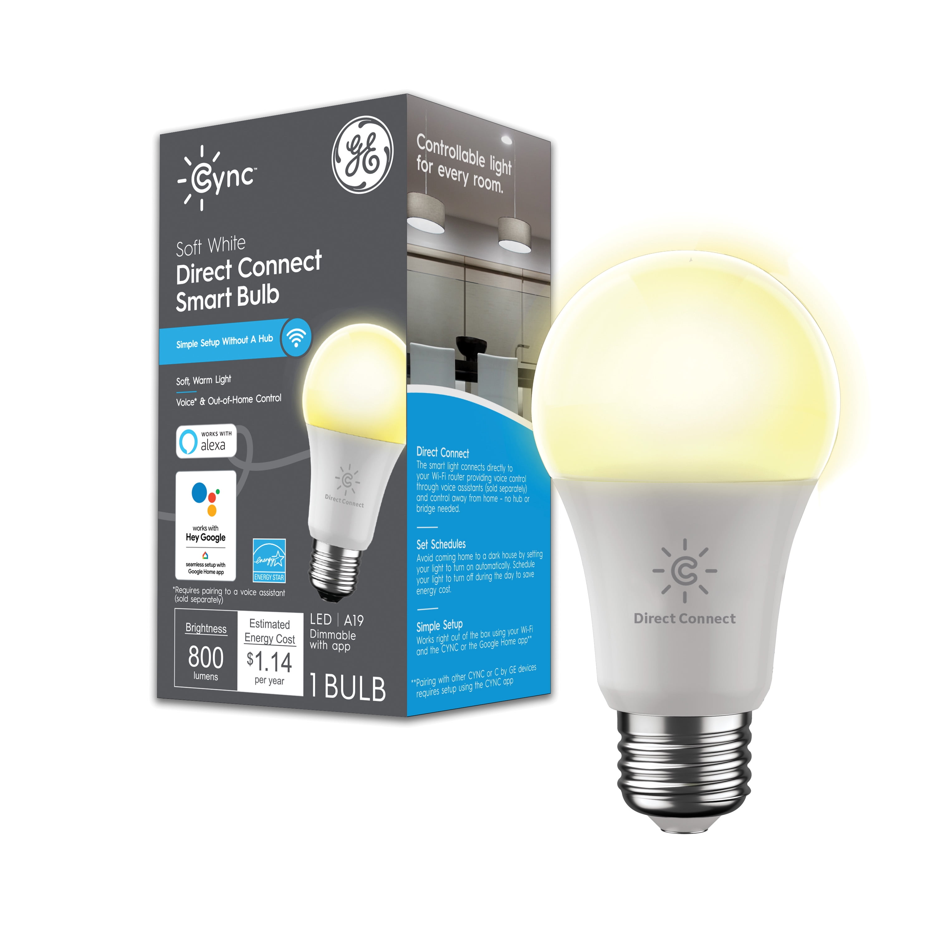 GE Soft White A19 General Purpose 10-Watt LED Light Bulb (60W