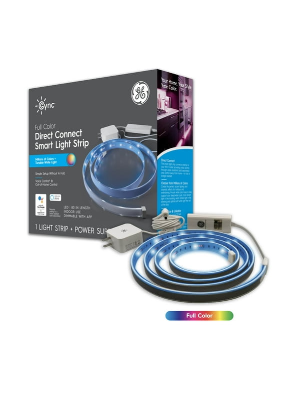 GE Cync Smart LED Light Strip, Color Changing Indoor Décor Lights, Corded Electric, 80in