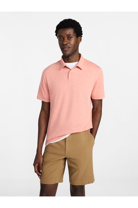Men's and Big Men's Double Knit Polo Shirt with Short Sleeves, Sizes S-5XL