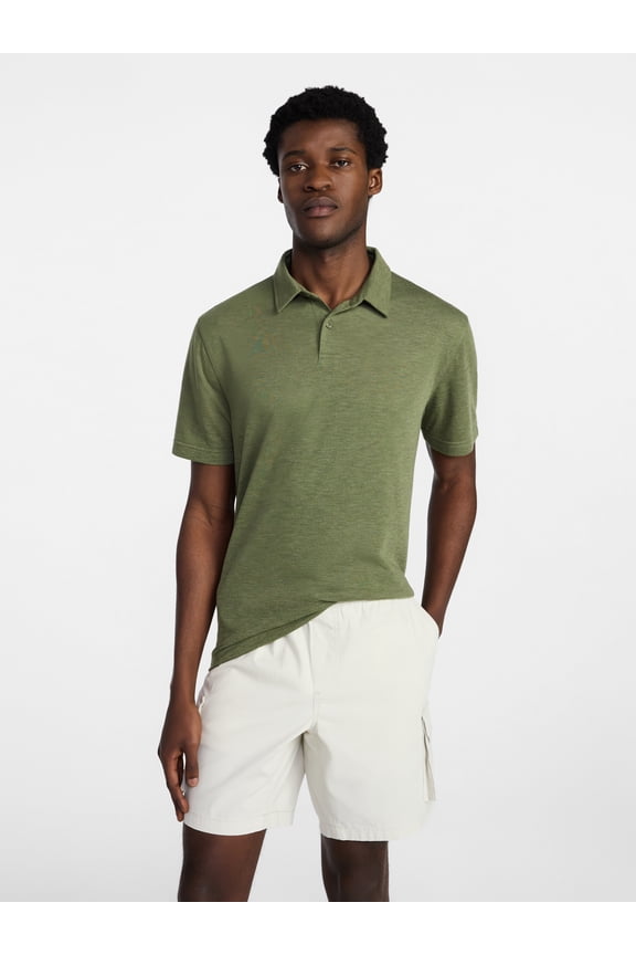 Men's and Big Men's Double Knit Polo Shirt with Short Sleeves, Sizes S-5XL