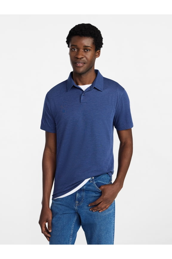Men's and Big Men's Double Knit Polo Shirt with Short Sleeves, Sizes S-5XL
