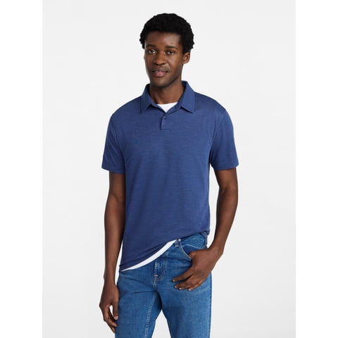 Men's and Big Men's Double Knit Polo Shirt with Short Sleeves, Sizes S-5XL