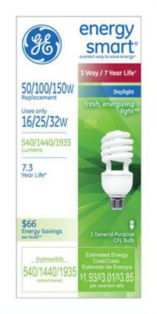 GE Daylight 50150 watt (uses 32 watts) Energy Smart CFL 3way, 1 pack