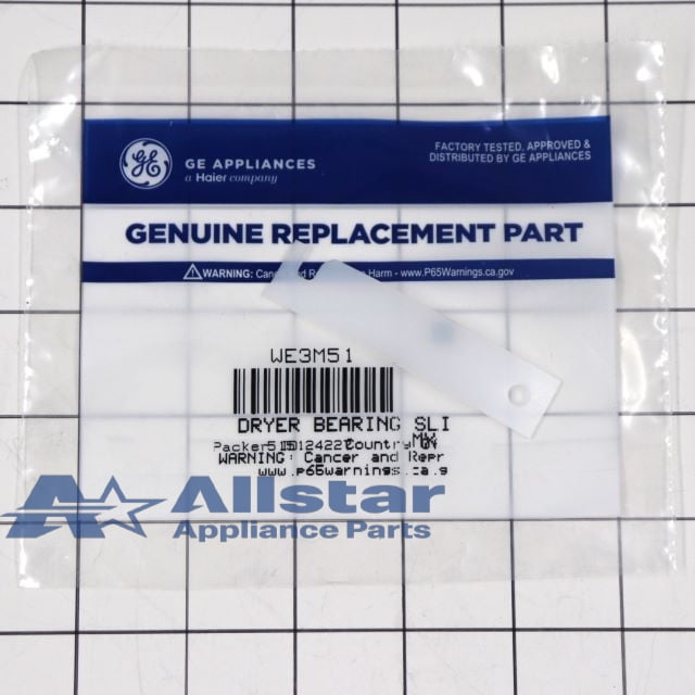 GE Dryer Drum Bearing Slide (White) WE3M51