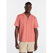 Men's Embroidered Camp Shirt with Short Sleeves, Sizes S-5XL