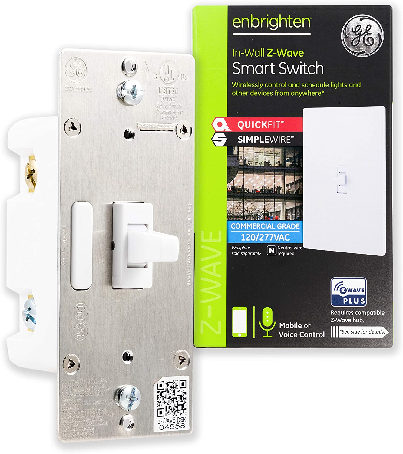 GE Enbrighten Z-Wave Plus Smart Toggle Switch, Z-Wave Hub Required, 43074, White - image 1 of 8