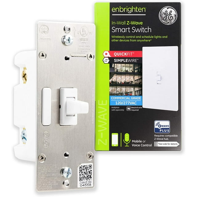 GE Enbrighten Z-Wave Plus Smart Toggle Switch, Z-Wave Hub Required, 43074, White