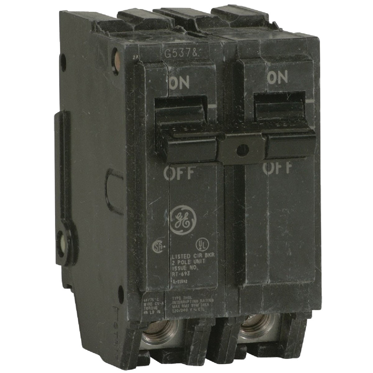 GE 100A 2-Pole Circuit Breaker TV205232 - Standard Electrical Breaker - 100 Amp, 240 V  Indoor & Outdoor Use, NEC-Compliant