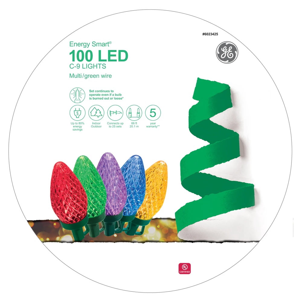 Smart Diamond Watch GE Energy Smart 100 LED C-9 Diamond Cut Lights Multicolor Green Wire 66 ...