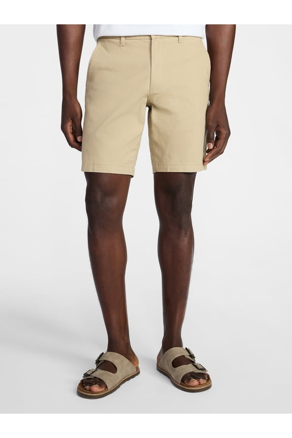 Men's and Big Men's Stretch Twill Flat Front Shorts, 9" Inseam, Sizes 30-46