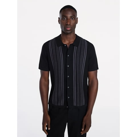 Men’s Cotton Button Front Polo Sweater with Short Sleeves, Sizes S-3XL