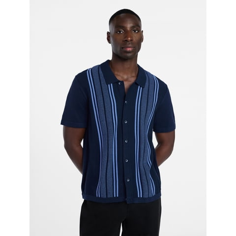 Men’s Cotton Button Front Polo Sweater with Short Sleeves, Sizes S-3XL
