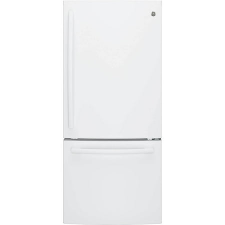 GE - 21.0 Cu. Ft. Bottom-Freezer Refrigerator - High gloss white