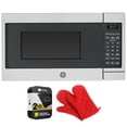 thumbnail image 1 of GE GCST07N1WSS Countertop Microwave Oven 700-watt Compact 0.7 Cu Ft Stainless Steel Bundle with 2 YR CPS Enhanced Protection Pack and Deco Chef Pair of Red Heat Resistant Oven Mitt, 1 of 8
