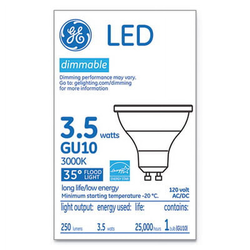 GE GEL37114 LED MR16 GU10 Dimmable Warm White Flood Light, 3000K, 3.7 W
