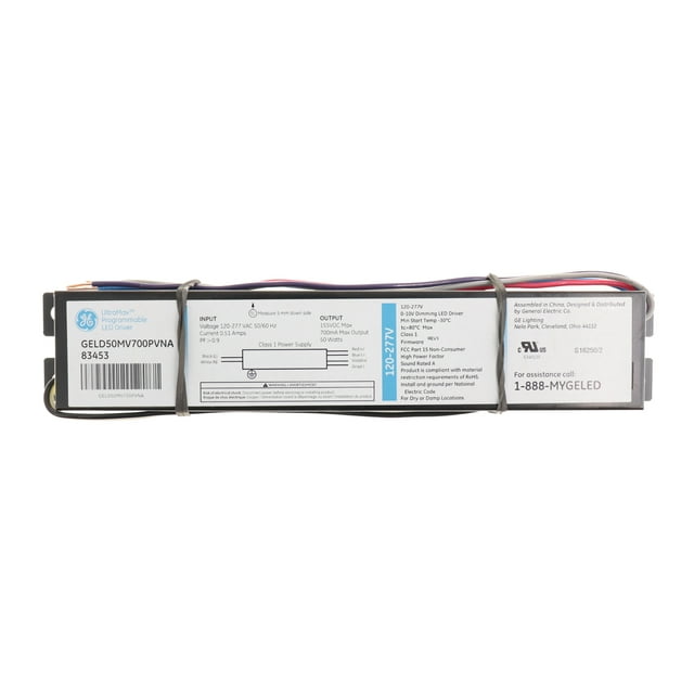GE GELD50MV700PVNA 83453 Programmable LED Driver, 0-10V Dimming, 50W, 120-277V