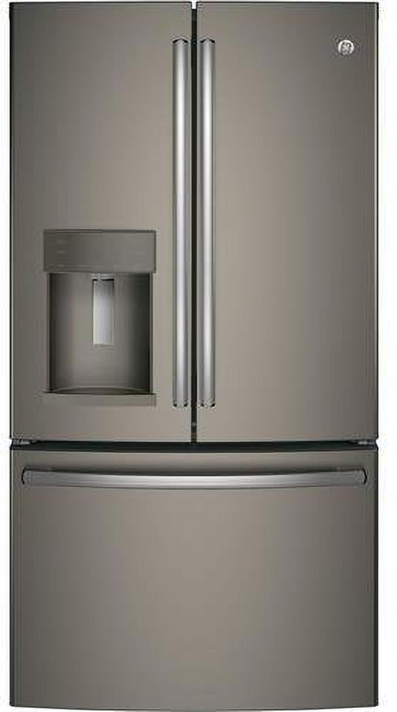 "GE GFD28GMLES 36 Inch French Door Refrigerator with 27.8 cu. ft. Total Capacity, 5 Glass Shelves, 9.2 cu. ft. Freezer Capacity, in Slate" - image 1 of 11