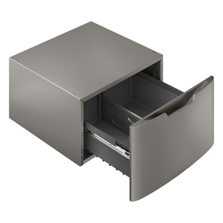 GE - Washer/Dryer Laundry Pedestal with Storage Drawer - Satin Nickel