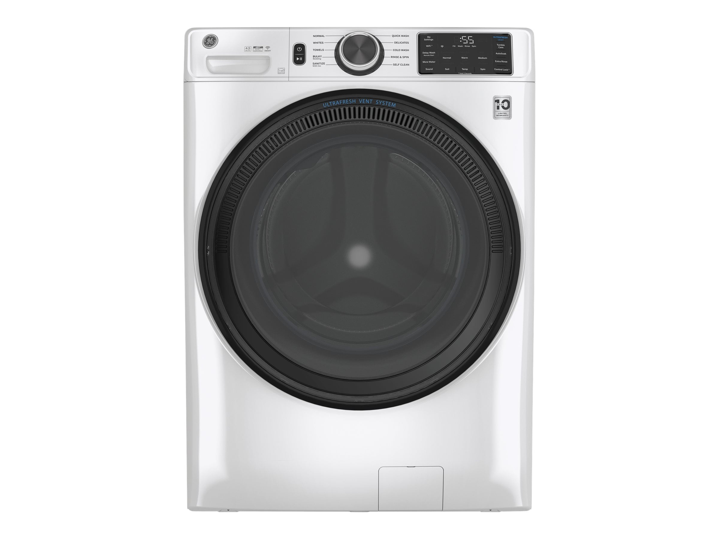 GE GFW510SCNWW - Washing machine - Wi-Fi - width: 28 in - depth: 32 in - height: 39.8 in - front loading - 4.5 cu. ft - 1300 rpm - white