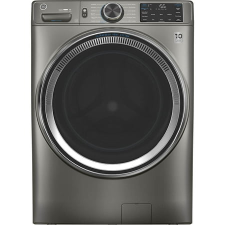 GE - 4.8 Cu Ft High-Efficiency Stackable Smart Front Load Washer w/UltraFresh Vent, Microban Antimicrobial & SmartDispense - Satin Nickel