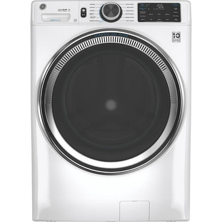 GE - 4.8 Cu Ft High-Efficiency Stackable Smart Front Load Washer w/UltraFresh Vent, Microban Antimicrobial & SmartDispense - White on white