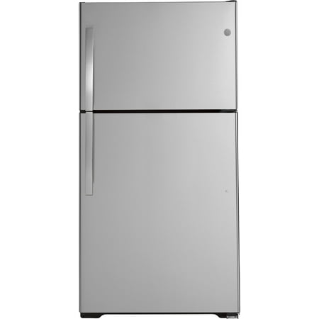 GE - 21.9 Cu. Ft. Top-Freezer Refrigerator - Stainless steel