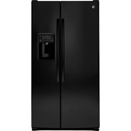 GE - 25.4 Side-by-Side Refrigerator with Thru-the-Door Ice and Water - Black