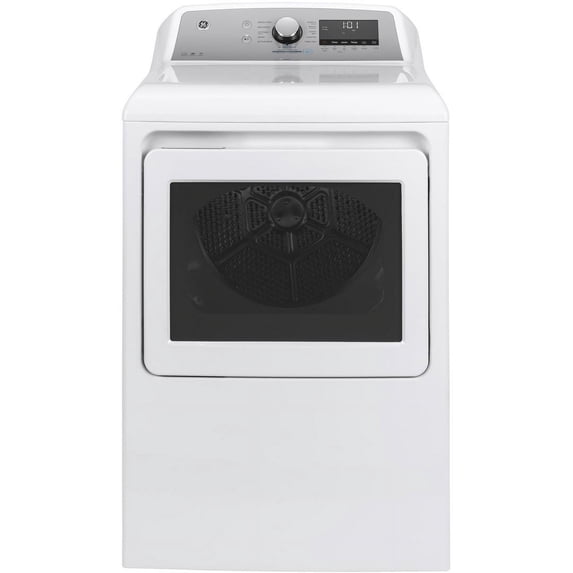 "GE GTD84GCSNWS 27"" Energy Star Front Load Gas Dryer with 7.4 cu. ft. Capacity 13 Cycles HE Sensor Dry and WiFi Connect in White"