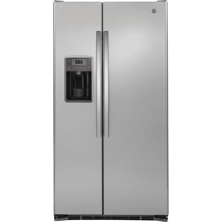 GE - 21.9 Cu. Ft. Side-by-Side Counter-Depth Refrigerator - Stainless steel