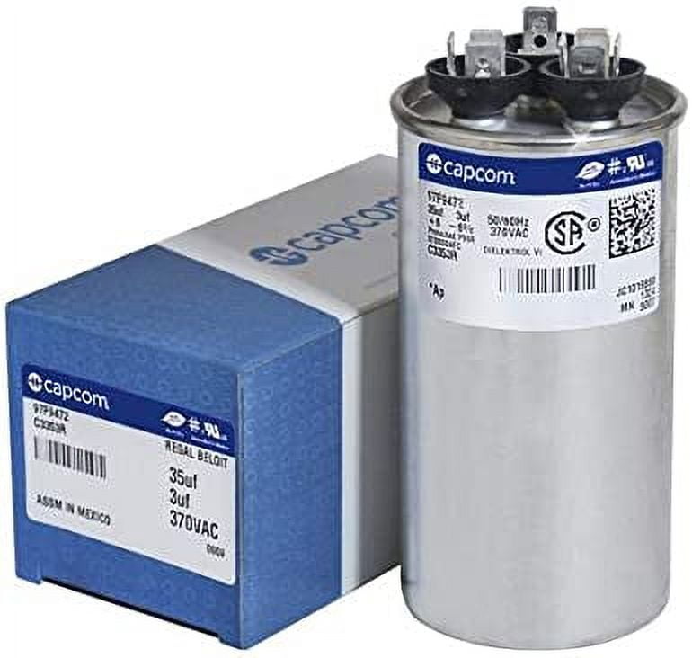 GE Genteq Capacitor round 35/3 uf MFD 370 volt 97F9472