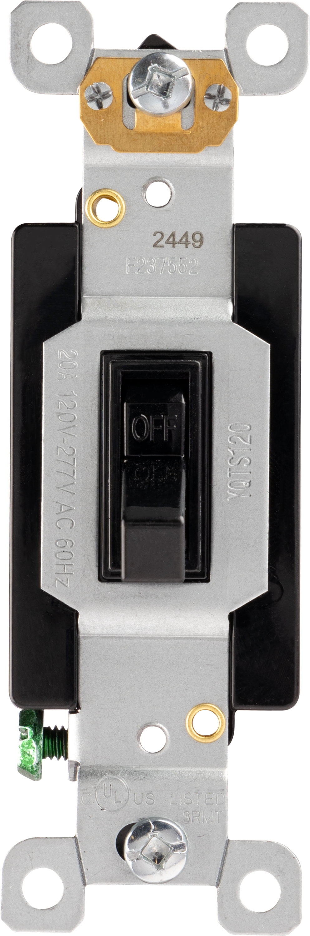 GE Grounding Single Pole Toggle Switch, Heavy Duty, 20 Amps, Black