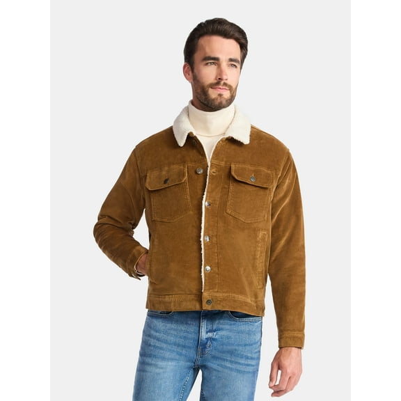 George Men's and Big Men's High Pile Denim Trucker Jacket, Size S-3XL