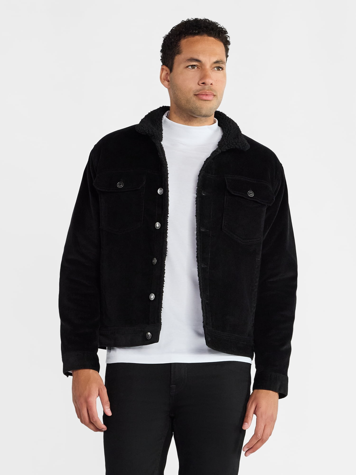 George Men's and Big Men's High Pile Denim Trucker Jacket, Size S-3XL